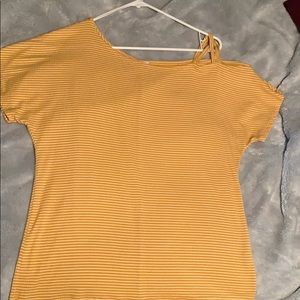 Yellow and white cold shoulder top